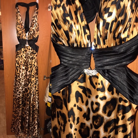Cache Dresses & Skirts - brand new with tags!!  Cheetah print satin dress with Swarovski embellishments